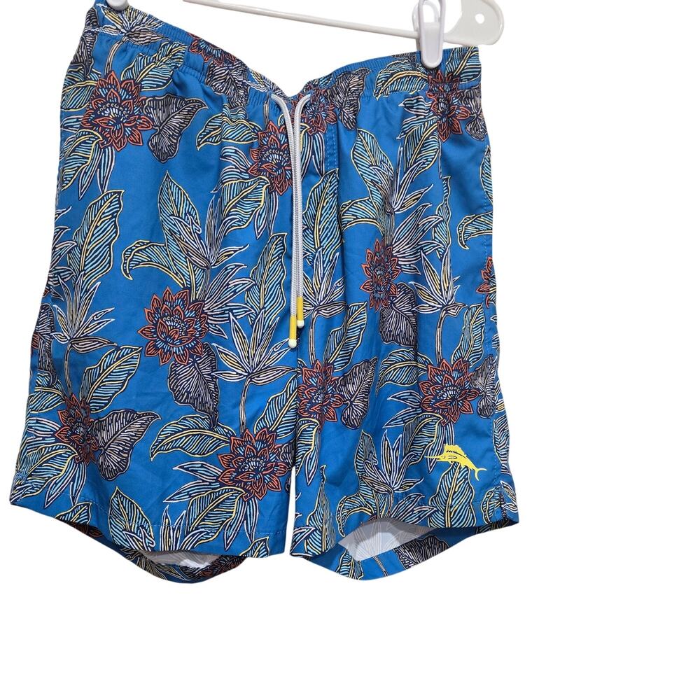 Tommy Bahama Floral Swim Trunks Blue Small Beach Shorts